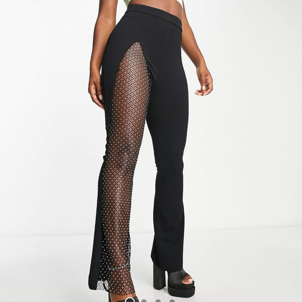 ASOS Luxe Diamente Cut Out Flare Pants